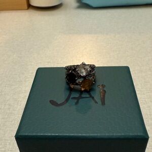 JAI Gemstone Box Chain Celebration Ring, Sterling Silver